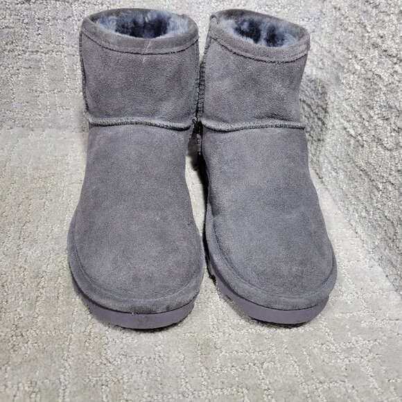 BearPaw Alyssa Women's Size US 10 Gray Suede Sheepskin Wool Ankle Boot Shoes - Picture 2 of 9